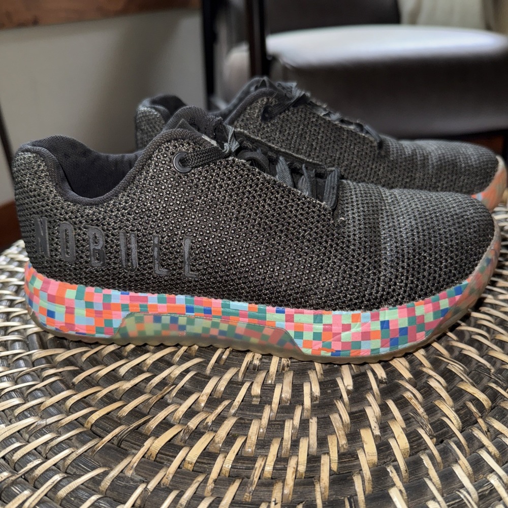 NOBULL Outwork M 5.5‎ W 7 Black Heather Pixel Trainer CrossFit Gym Shoes
